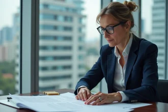 Femme d'affaires en réunion dans un bureau moderne