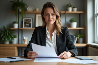 Femme d'affaires confiante dans un bureau moderne
