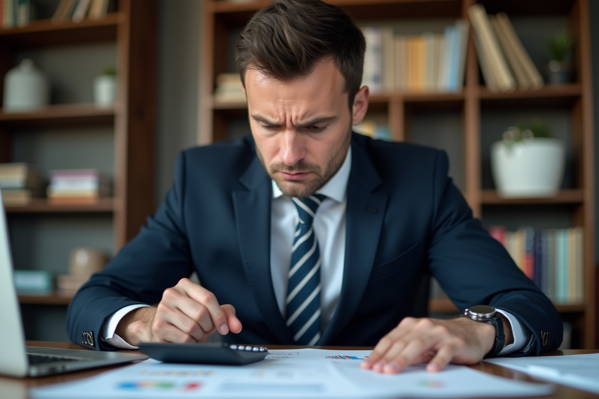 Homme d affaires en bureau examinant des documents financiers