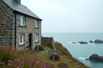 Maison en pierre bretonne à vendre avec vue mer panoramique sur une côte sauvage de Bretagne