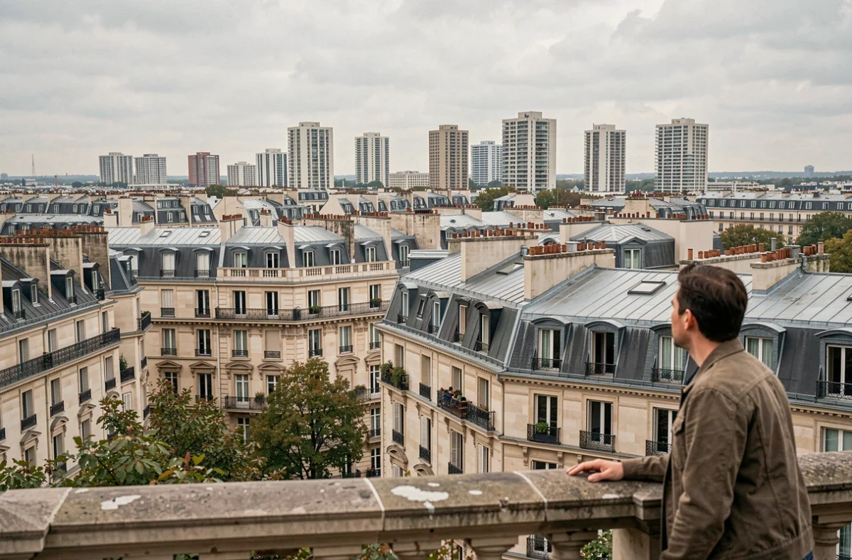 Vue panoramique d'une ville française densément construite illustrant le concept de zone tendue immobilière