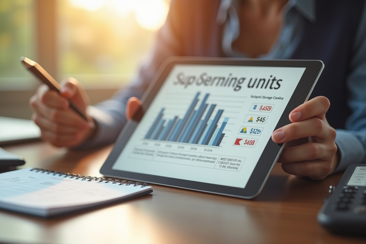 Personne comparant prix et tailles de stockage sur tablette