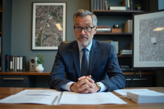 Urbaniste en réunion avec plans de zonage urbain